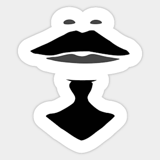 Gray and Black Porthos Musketeer Mustache and Goatee Sticker